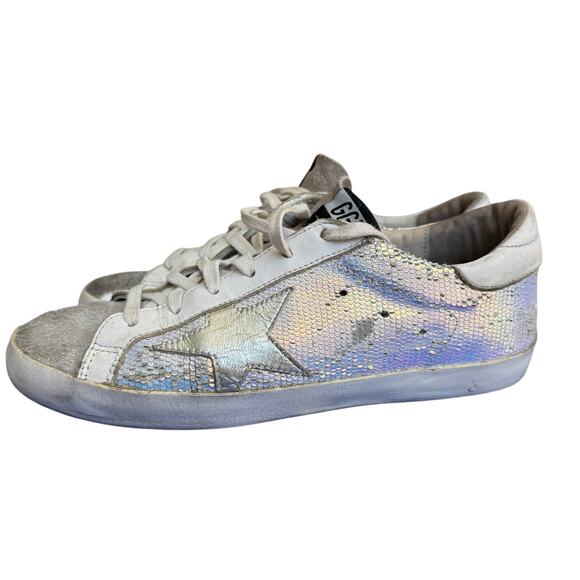 Rare Golden Goose Superstar Iridescent Shimmer Low Top Sneakers EU 40-Mermaid - Picture 4 of 12